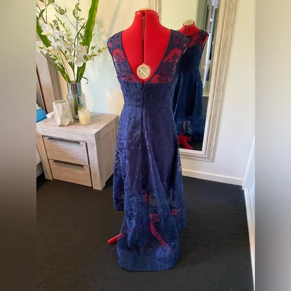 Pilgrim - Size 12 Stunning Navy Blue high low lace gown Also selling size 8 NWT - Picture 6 of 11